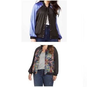 Melissa McCarthy Seven7 Reversible Colorful Abstract Bomber Jacket Size 4x